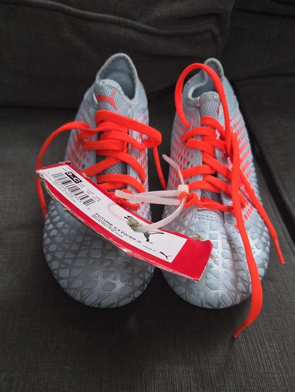 Puma Kids' Silver & Orange Soccer Cleats